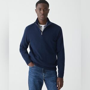 J. Crew Cashmere Blend 1/4 zip pullover sweater Blend Blue Brown‎ Pull Size XL